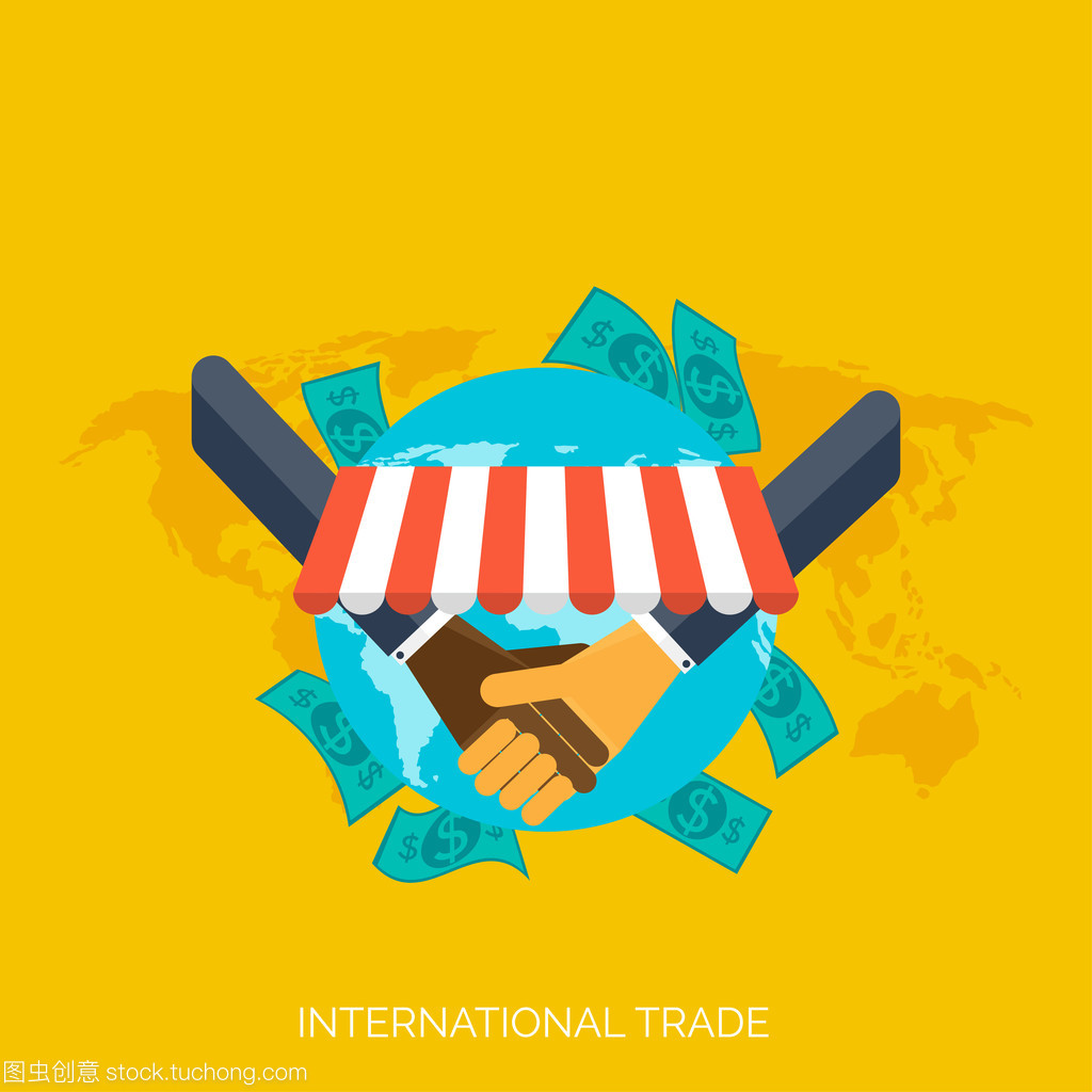 平的手。全球國際貿易概念背景。業務和賺錢